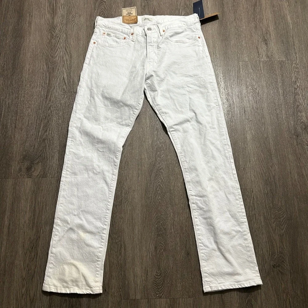 Polo Ralph Lauren Jeans 32x32 White Varick Slim Straight Low New w Defect